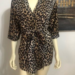 Vintage 1970s Leopard ROBE or KIMONO M/L Pinup